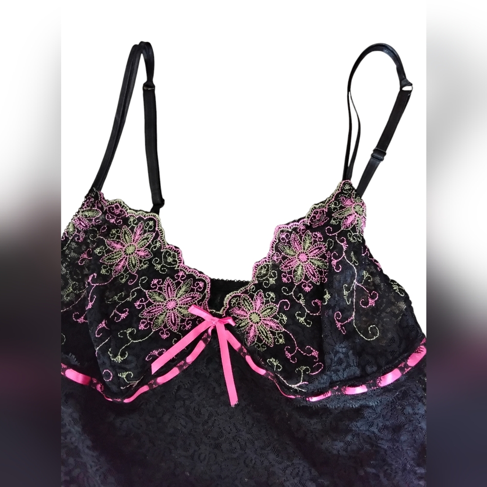 Madison Intimates Top Womens Medium 90s Y2K Lingeriewear Fairycore Sheer Lace - Picture 3 of 5
